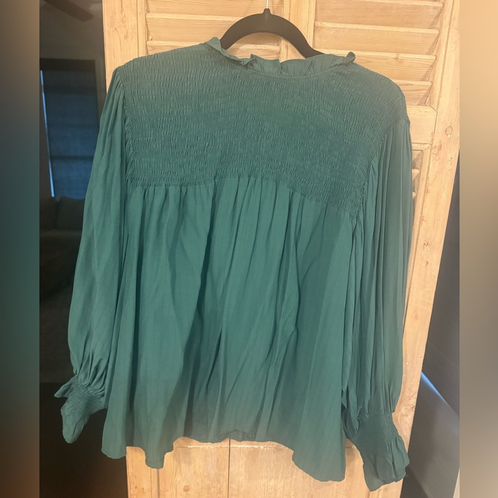Green Smocked blouse